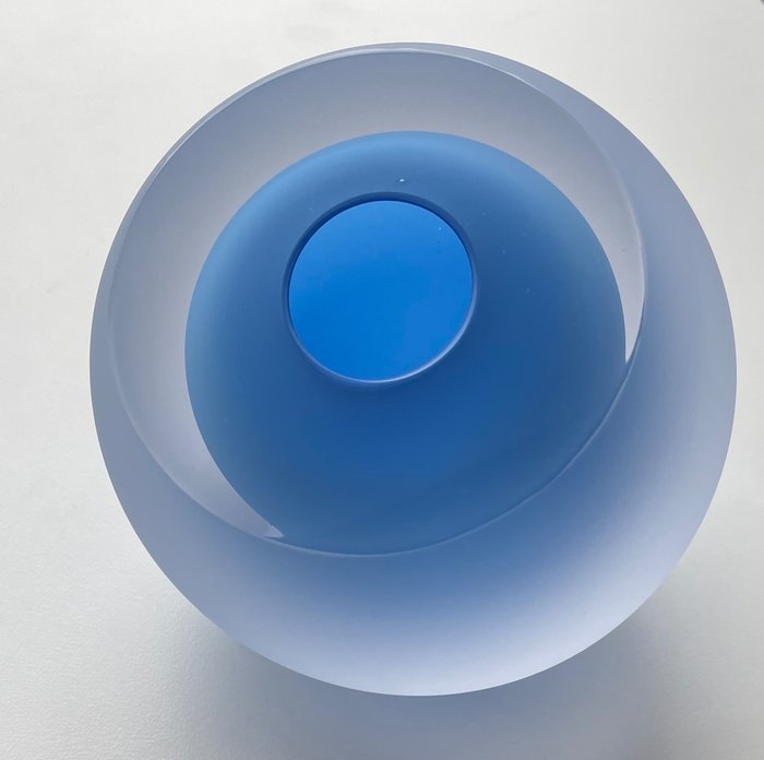 George Broft Unique 6,2 kilo - 雕刻, “ BLUE LIGHTNING” Unique - 18 cm - 玻璃