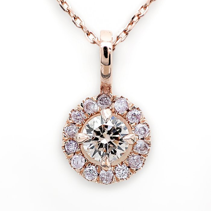 Ohne Mindestpreis - 0.33 Carat Fancy and Pink Diamonds - Anhänger - 14 kt Roségold Diamant  (Mit verbesserter Reinheit (Clarity Enhanced)) 