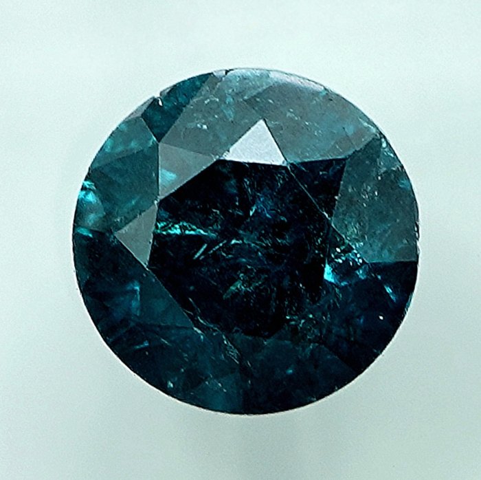 没有保留价 - 1 pcs 钻石  (经彩色处理)  - 0.96 ct - 圆形 - Fancy intense 蓝色 - I3 - 安特卫普宝石报告（GRA）
