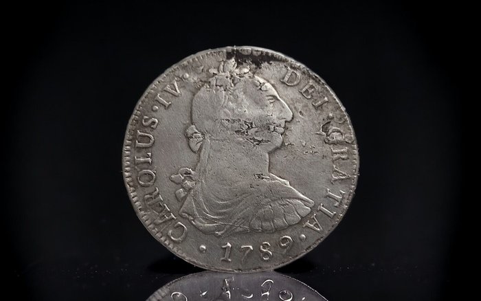 Hiszpania. Carlos IV (1788-1808). 8 Reales 1789 Lima IJ.  Busto Carlos III