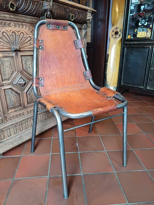 Καρέκλα - Δέρμα, Χάλυβας, Στυλ Perriand