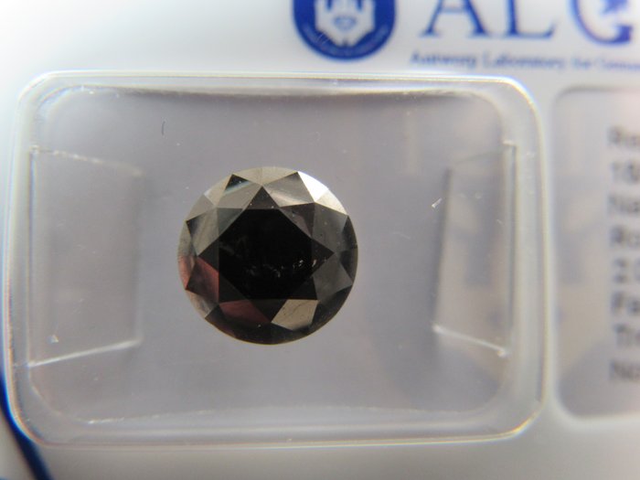 1 pcs Diamant - 2.01 ct - Briljant - Kleurbehandeld, Black - Niet van toepassing