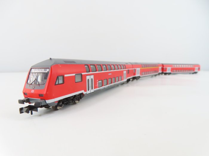 Fleischmann N - uit 836981; 8623K/8628K - Carruagem de passageiros de modelismo ferroviário (3) - 3 carruagens de dois andares, incluindo carro de controle - DB