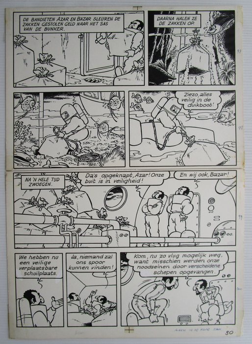 Nys, Jef - 1 Original page - Jommeke 60 - Alarm in de rode baai - 1973