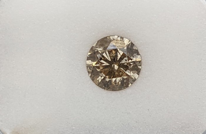 钻石 - 0.85 ct - 圆形 - 淡彩褐带黄 - SI2 微内三含级, No Reserve Price