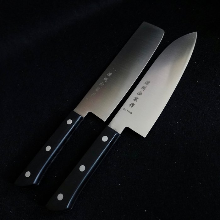 Noshu Masamune 濃州正宗 - Cuțit bucătărie - Santoku 三得(cuțit multifuncțional) și Nakiri 菜切(cuțit pentru legume) -  Cuțit de bucătărie japonez - Oțel inoxidabil molibden - Japonia