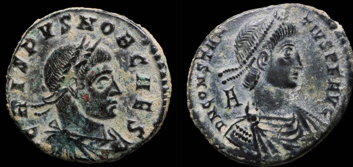 罗马帝国. Lot of 2 Æ coins Crispus (AD 317-326) & Constantius II (AD 337-361)  (没有保留价)
