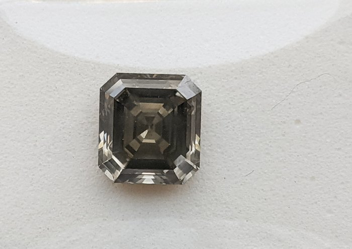 Diamant - 1.65 ct - Rectangle - Fantaisie sombre gris - SI3, No Reserve Price