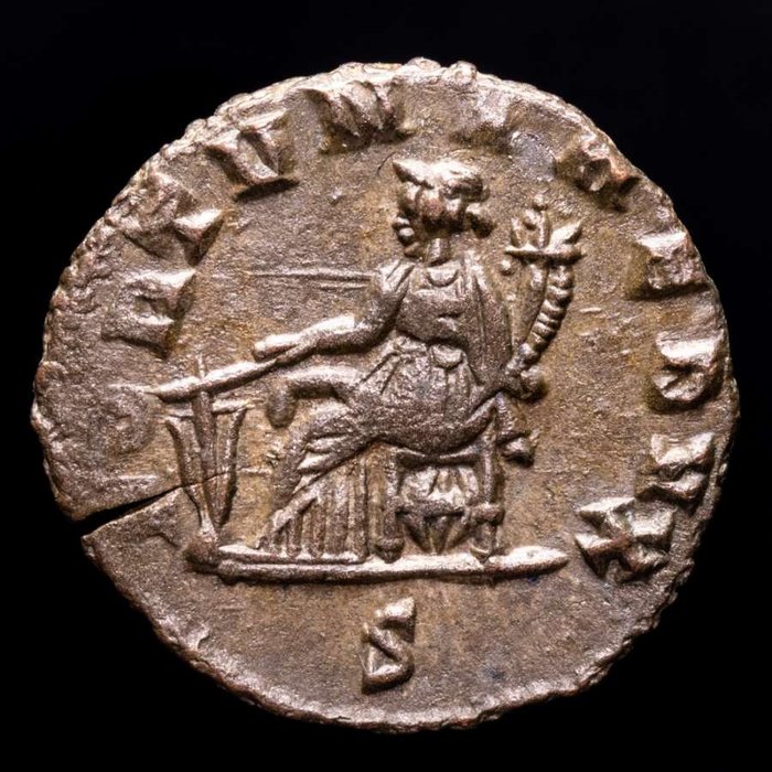 Római Birodalom. Gallienus (AD 253-268). Antoninianus Mediolanum, 265-266 A.D. FORTVNA REDVX / S Fortuna seated left, holding rudder in her right hand and  (Nincs minimálár)