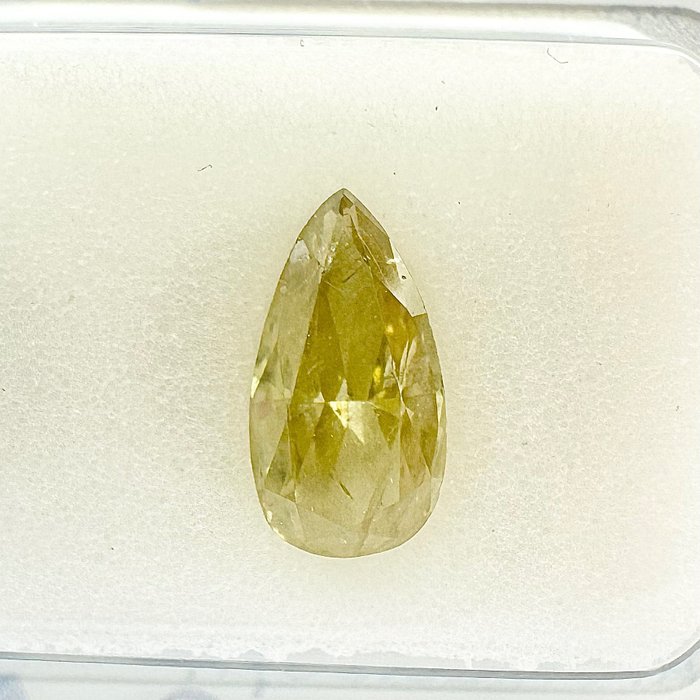 1 pcs Diamante - 1.05 ct - Pera - Fancy light grayish yellow - SI1, No Reserve Price!