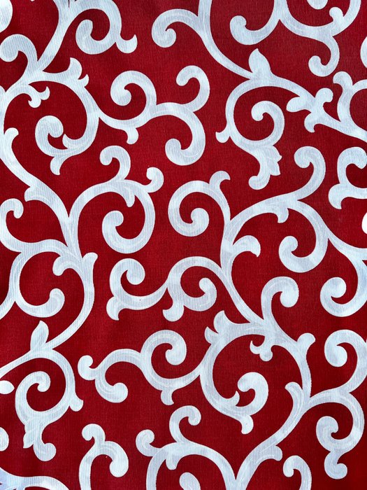 Large piece of red and white printed fabric for decoration and upholstery. - Textile  - 300 cm - 280 cm
