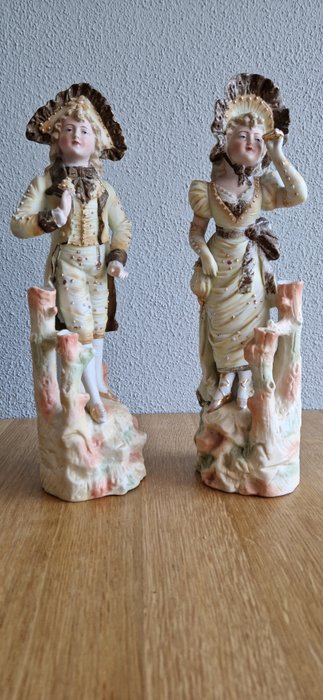 Αγαλματίδιο - Victoriaans koppel (2) - Bisque porcelain