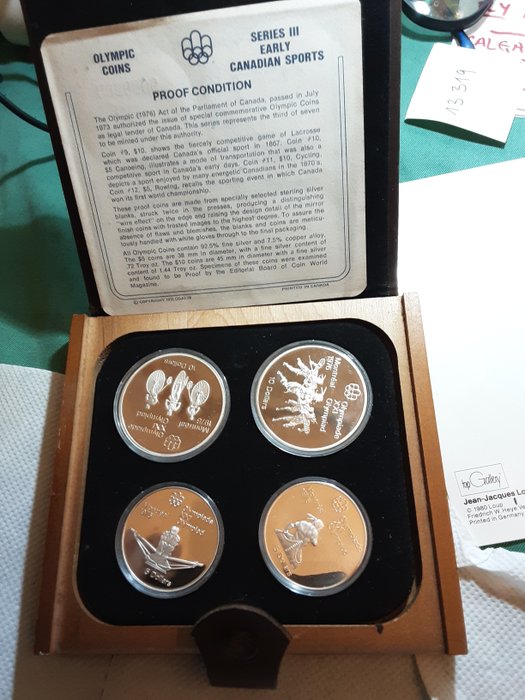 Canada. 5 Dollars / 10 Dollars 1974 Olympic Games Montreal, 4 monete Proof  (No Reserve Price)