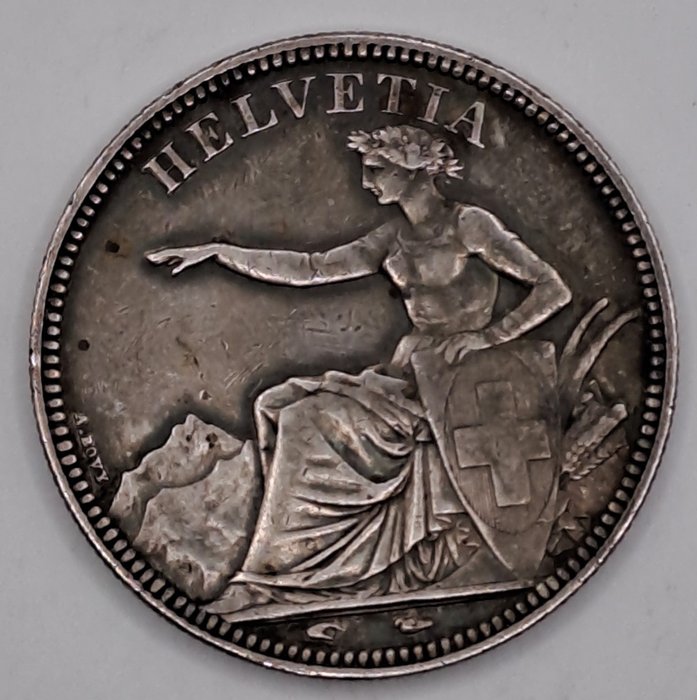 Szwajcaria, Eidgenossenschaft. 5 Franken 1851 A  (Bez ceny minimalnej
)