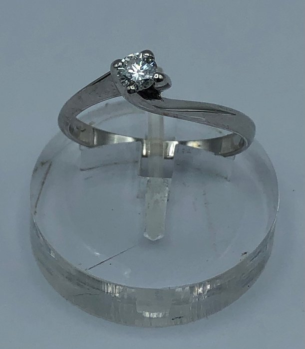 没有保留价 - 戒指 - 18K包金 白金 -  0.18 tw. 钻石 