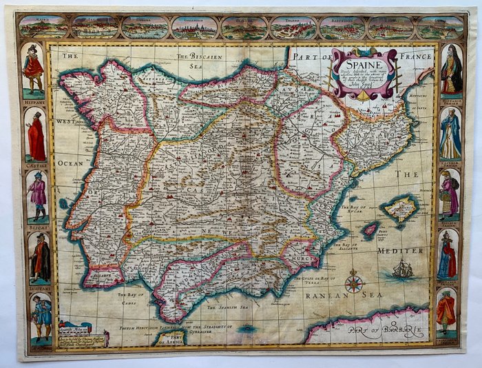 歐洲, 地圖 - 西班牙; John Speed - Spaine - 1661-1680