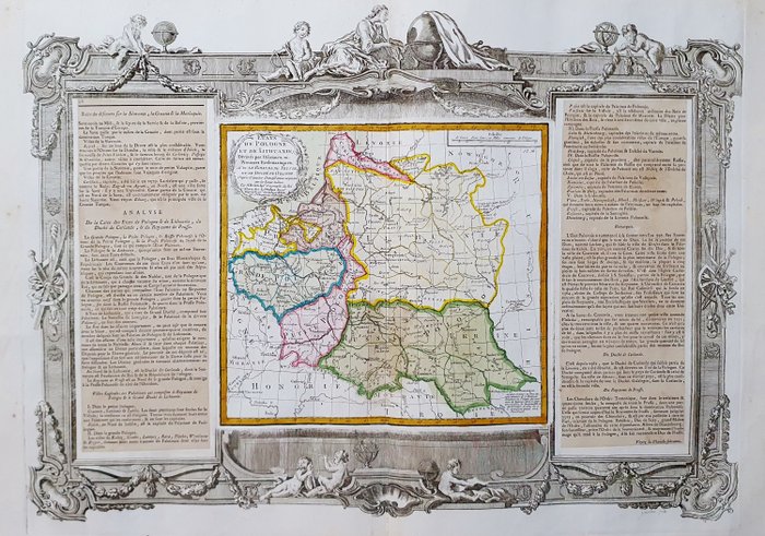 Europa, Hartă - Polonia / Cracovia / Marea Baltică / Lituania / Varșovia / Vilnius / Livonia; Louis Desnos / Louis Brion De La Tour - Etats de Pologne et de Lithuanie - 1761-1780