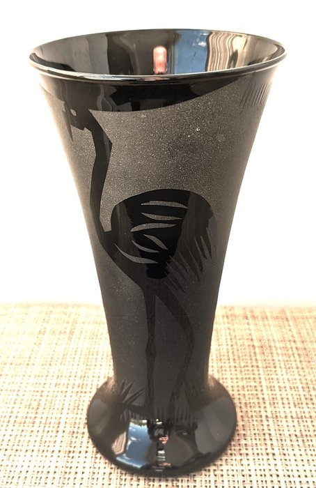 Verrerie Doyen - 花瓶 -  装饰艺术 1930-35  - 黑色玻璃（透明玻璃）