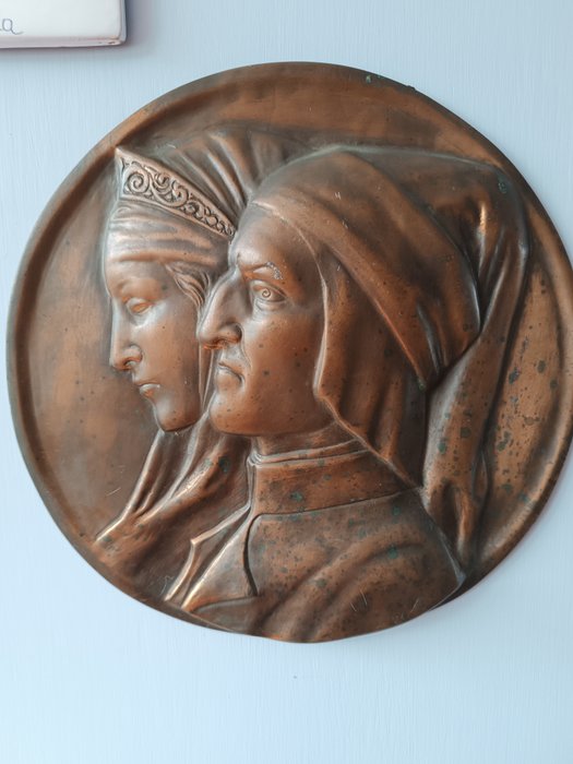 雕刻, Dante e Beatrice - 30 cm - 銅, 青銅色