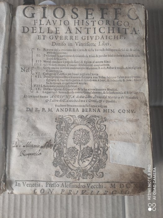 Flavio Giosefo - Delle antichità et guerre giudaiche - 1620