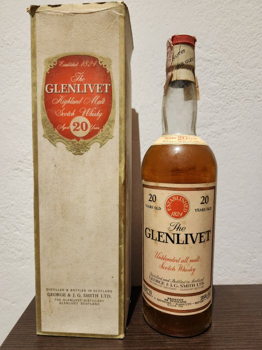 Glenlivet 20 years old - Unblended all Malt - Original bottling  - b. 大約。 1970年 - 75厘升