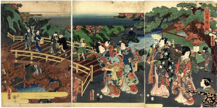 Autumn 秋 - From the series 'Genji shiki' 源氏四季の内 (The Four Season of Genji) - 1857 - Utagawa Kunisada (1786-1865) - 日本 -  江戶時代晚期