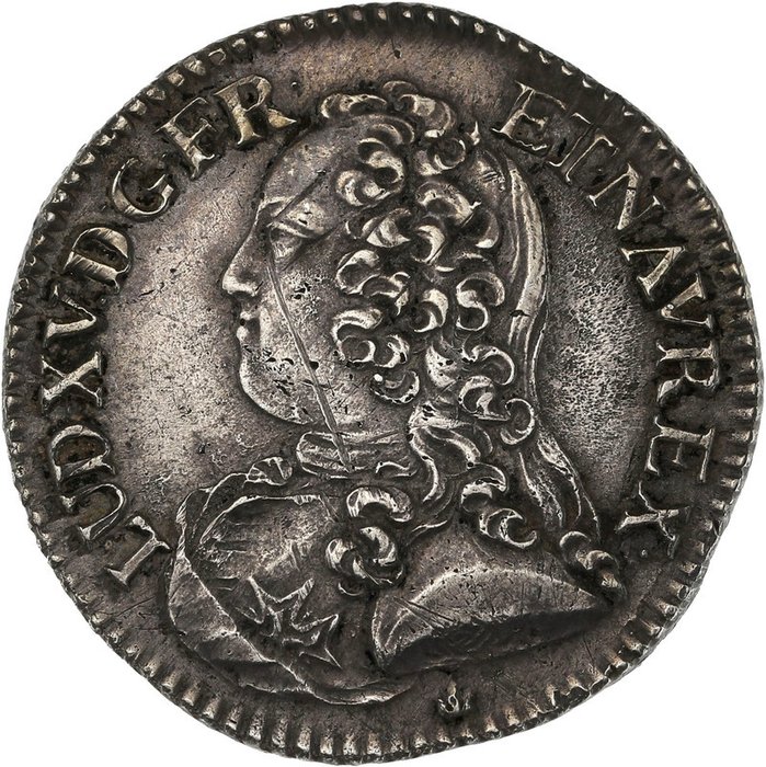 Frankrig. Ludvig 15. (1715-1774). 1/5 Écu 1728-D, Lyon