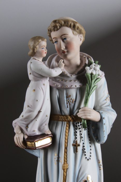 Figurină - Sint Antonius van Padua - 38cm - Porțelan bisque