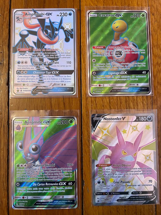 Pokémon - 4 Card - Amphinobi , Caratroc , Aeromite , Nostenfer.