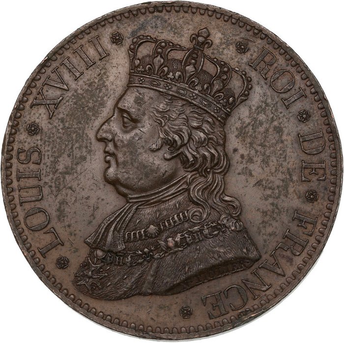 法国. 路易十八 （1814-1824）. 5 Francs (module) 1817. Visite de la Duchesse d'Angoulême