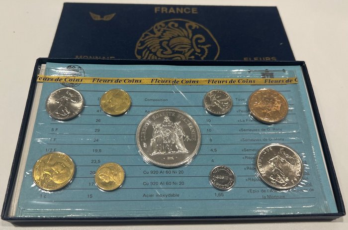 Frankreich. Year Set (FDC) 1978 (9 monnaies). Boitier "Ailes"