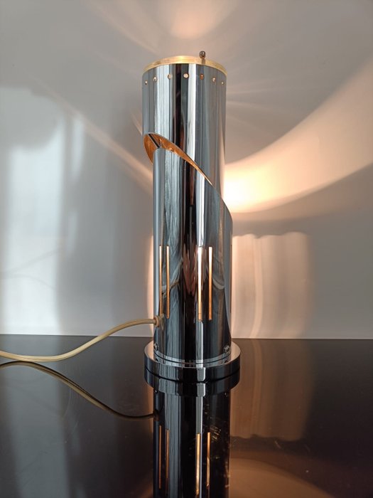 Bordlampe - stål/krystall/metall