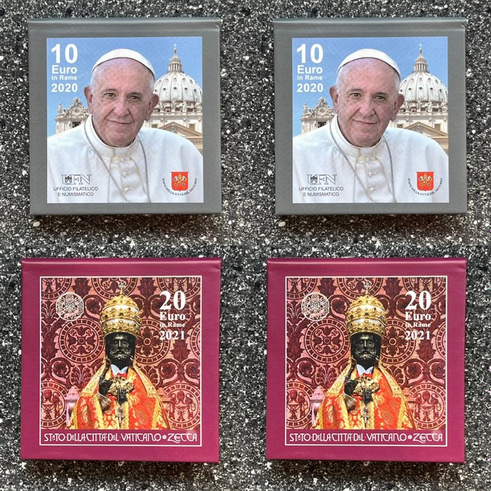 Vatikanen. 10 Euro / 20 Euro 2020/2021 (4 monnaies)  (Utan reservationspris)