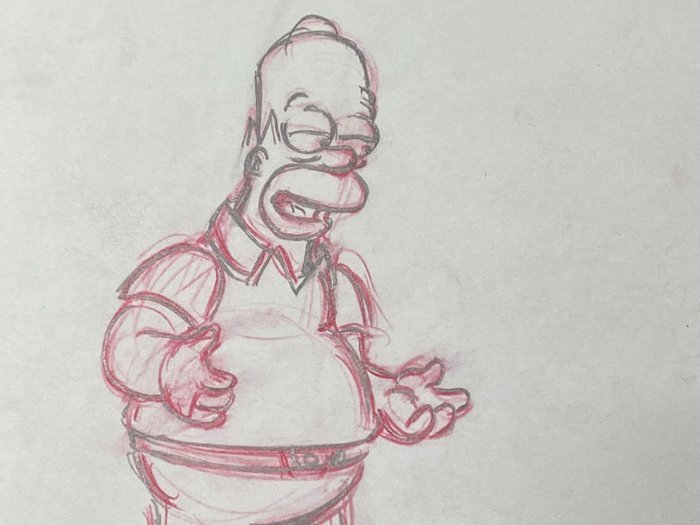 The Simpsons - 1 Original animasjonstegning av Homer Simpson, sertifisert