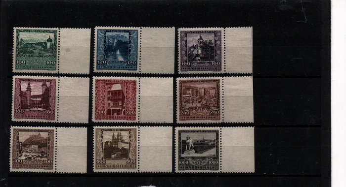 Itävalta 1923/1923 - Kaupunkien kauniita marginaalisia kappaleita, hieno minttu ei koskaan saranoitu - Katalognummer 433-441