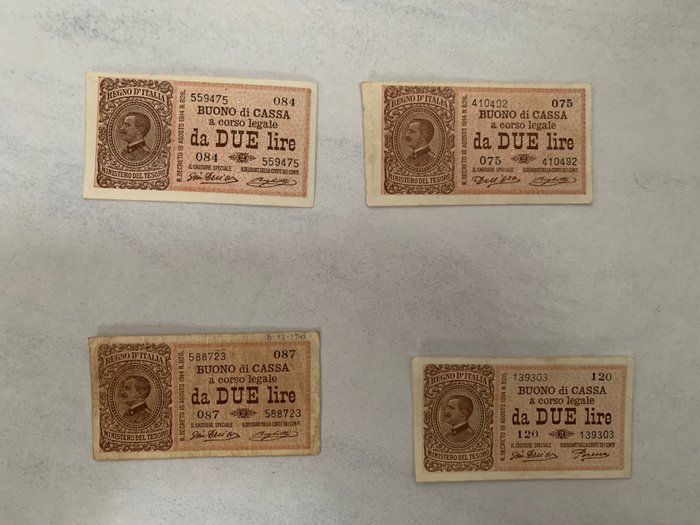 義大利. - 4 x 2 Lire 1914-1921 - Gigante BS 7B, 7C, 7D; Pick 37a, 37b, 37c  (沒有保留價)