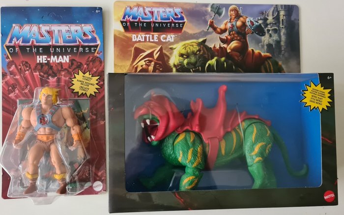 Mattel  - Figurita de acción Masters of the Universe: He-man + Battlecat RETRO