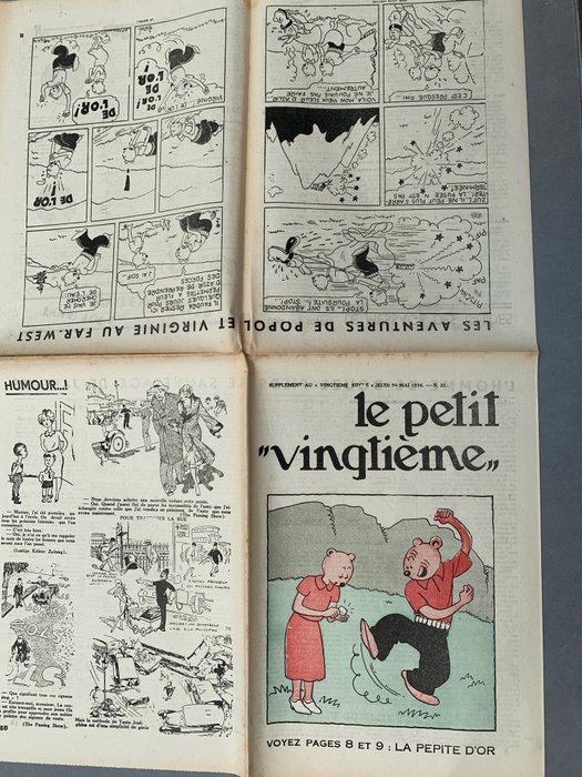 Petit Vingtième 21/1934- Rare Fascicule Non Découpé - Grande feuille A1 pliée comme dans le journal - 1934