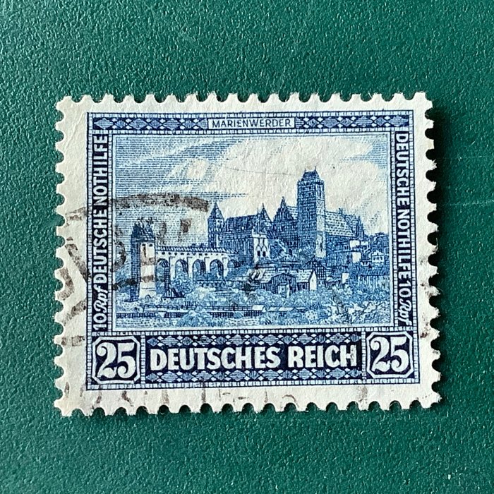 Tyska riket 1930 - Marienwerder slott i blå nyans - godkänd Schlegel BPP - Michel 452b