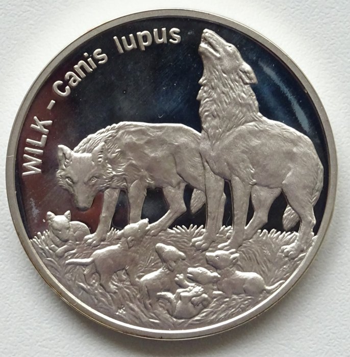 Polónia. 20 Złotych 1999 "Wildlife" - Wolf, Proof - KM#: 382  (Sem preço de reserva)