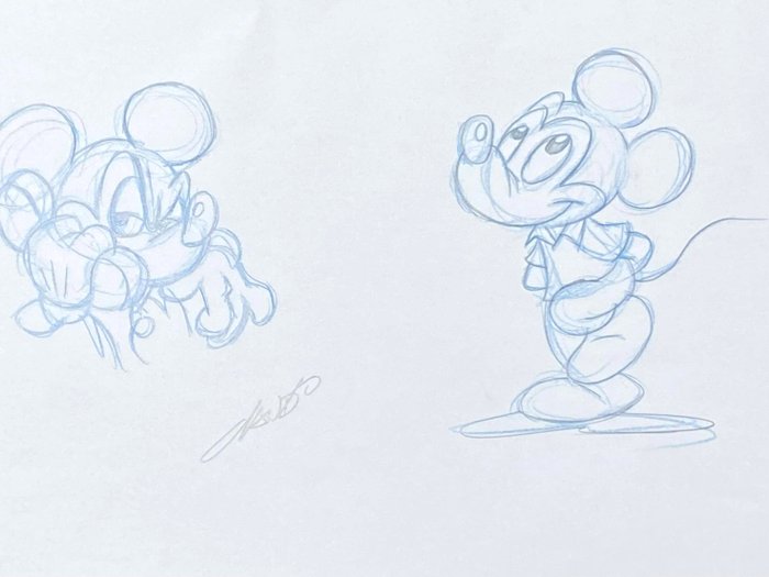 Walt Disney - 1 Disegno concettuale originale di Topolino (House of Mouse), firmato da un animatore