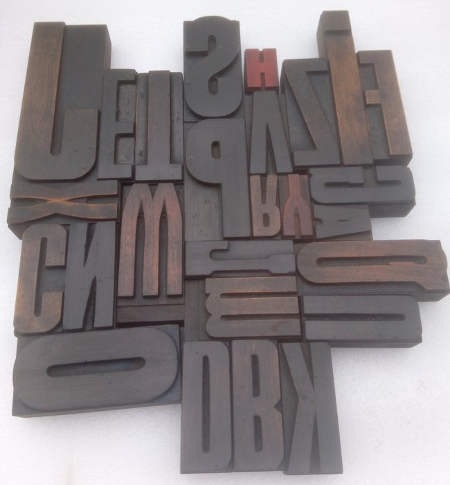 Druckstöcke (26) - Typografischer Buchstabe, vollständiges englisches Alphabet, Nr. 26 Buchstaben - Italien 