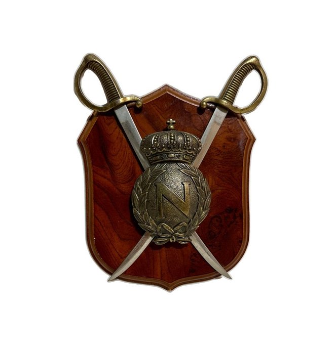 France - Badge - Napoleon I Emperor memorabilia(replica), shield and briquets metope - 20th - late