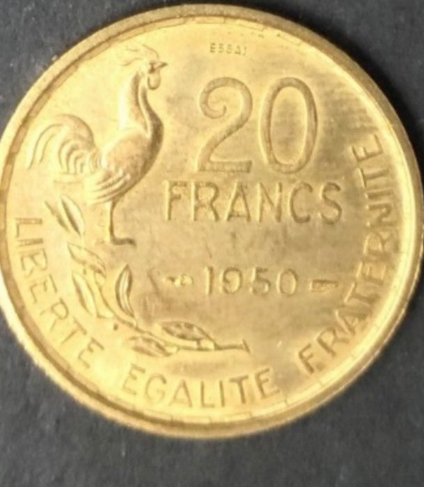 Ranska. Fourth Republic (1947-1958). 20 Francs 1950 Guiraud. Essai  (Ei pohjahintaa)