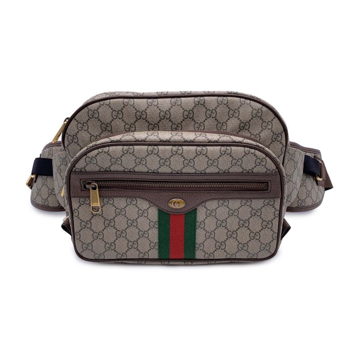 Gucci - Beige GG Supreme Canvas Leather Ophidia Large Waist Bag - Vyölaukku