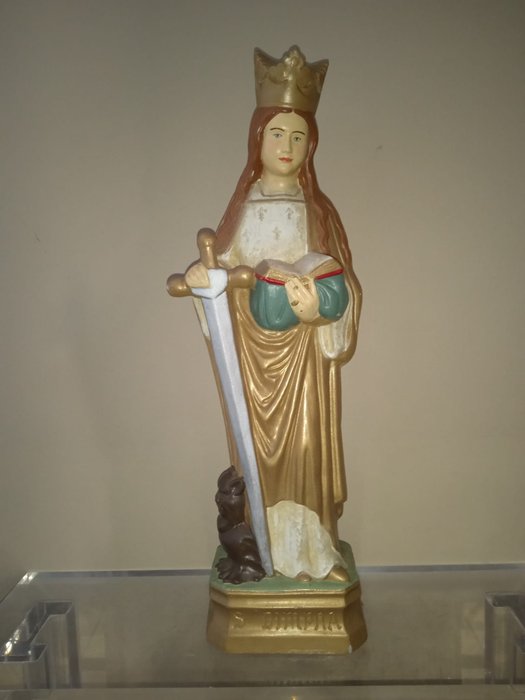 基督教物品 - 聖丁普納雕像 - 鐵砂岩 - 1950-1960