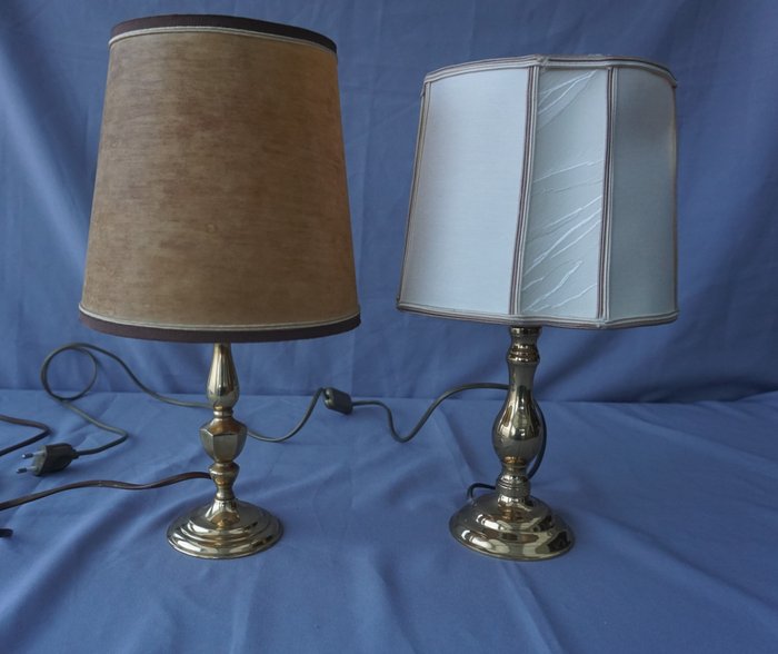 Tafellamp (2) - Messing, Textiel