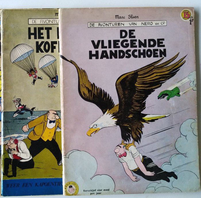 Nero - Het knalgele koffertje - De vliegende handschoen - 2 Album - Første utgave - 1957/1959