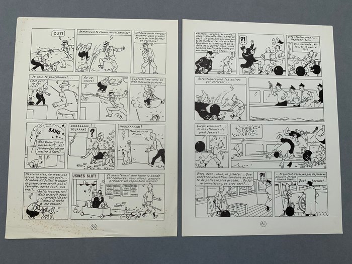 Tintin - Tintin en Amérique  - 2 pages  en Édition Alternée - 2 Printing prints