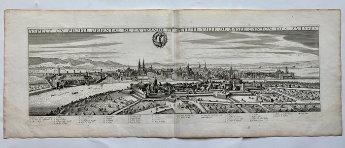 Ευρώπη, Σχέδιο πόλης - Ελβετία / Βασιλεία; Jean Boisseau - Aspect ou profil oriental de la grande et petitte ville de Basle Canton des Suisses. - 1621-1650